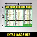 5 x Air Fryer Cooking Times Magnetic Cheat Sheet - Extra Large Easy to Read 11 x 8.5 Airfryer Kitchen Accessory - Quick Reference Guide Magnet for Over 90 Popular Airfry Foods - Cook Healthy Meals Fast