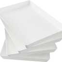 US Acrylic White Plastic Serving Trays (Set of 4) 15 x 10 | Large Unbreakable Reusable Rectangular Party Platters | Serve Appetizers, Fruit, Veggies, & Desserts | BPA-Free & Made in USA