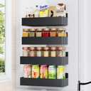 Magnetic Spice Rack for Refrigerator, Kitchen Organizer and Storage Shelf, Black (4 Pack)