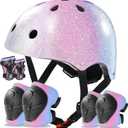 Kids Bike Helmet Set for Boys Girls Toddler Bicycle Helmet Adjustable Skateboard Helmet Protective Gear Set Knee Elbow Wrist Pads for Children Cycling, Scooter, Outdoor Sports, S: 19.6-21.3 inch