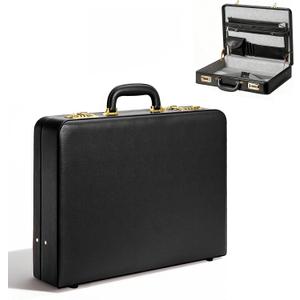 LOCKCURX Briefcases for Men, Anti-Theft Dual Lock Briefcase with 16 Inch Laptop Compartment, Waterproof Faux Leather, Brief Cases Men with Multi File Organizer, Perfect for Office, Travel (Black), Combination Lock