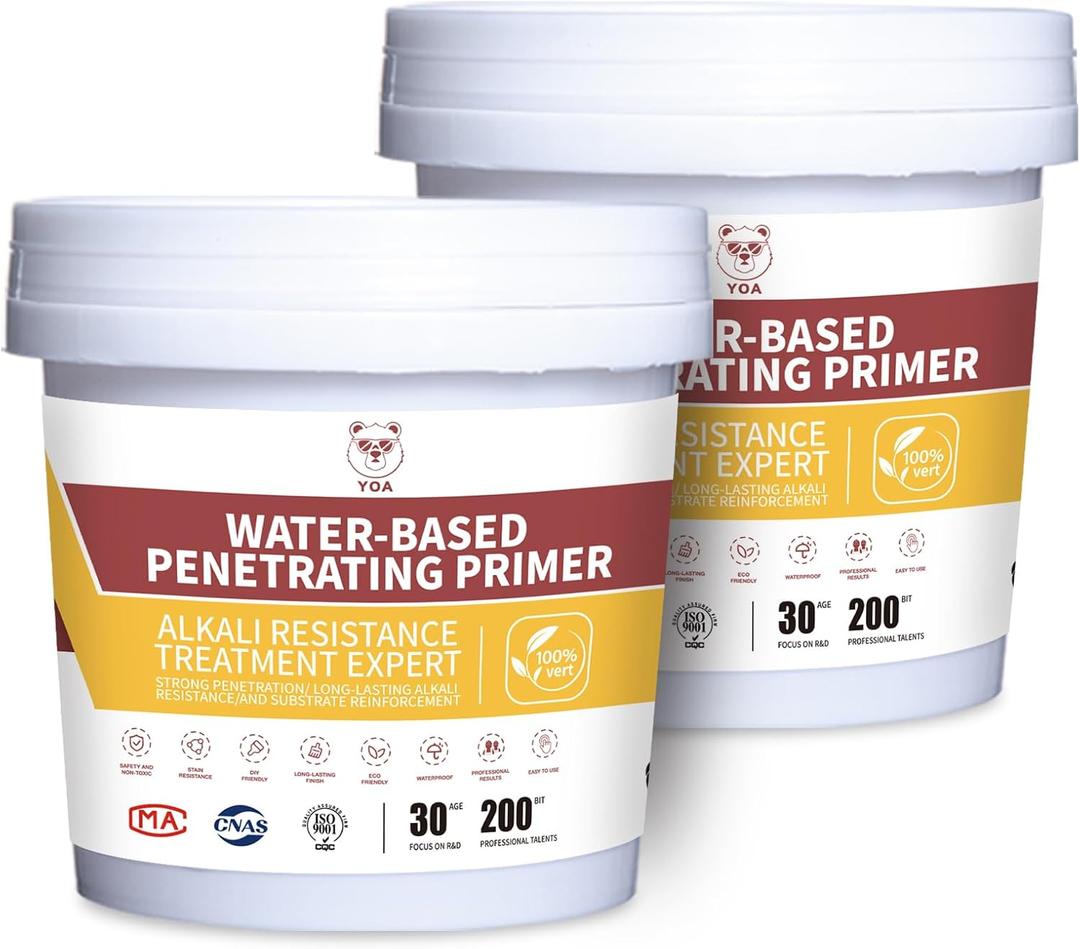 YOA Liquid Multi-Purpose Primer, 64oz/160sf, Suitable for Concrete, Metal and Plastic Primers, Non-Toxic, Quick-Drying, Easy to Apply, Strong Adhesion, Resistant, Indoor/Outdoor Use
