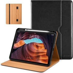 DTTO for iPad (A16) 11th Generation Case 11 Inch 2025, iPad 10th Generation Case 10.9 Inch 2022, Premium Leather Business Folio Stand Cover with Pencil Holder - Auto Wake/Sleep, Black