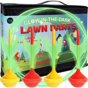 Island Genius Glow in The Dark Lawn Darts Outdoor Yard Game for Kids Teens Adults and Family | Fun Backyard Beach or Tailgate Toss Games for Outside Day or Night