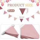 Oudain 2 Pcs Pennant Banner Flags Nursery Garland Triangle Bunting Flags Playroom Wall Decor Banner for Nursery Baby Shower Birthday Boho Wedding Party Event, Each 7.75 ft(Pink Color)