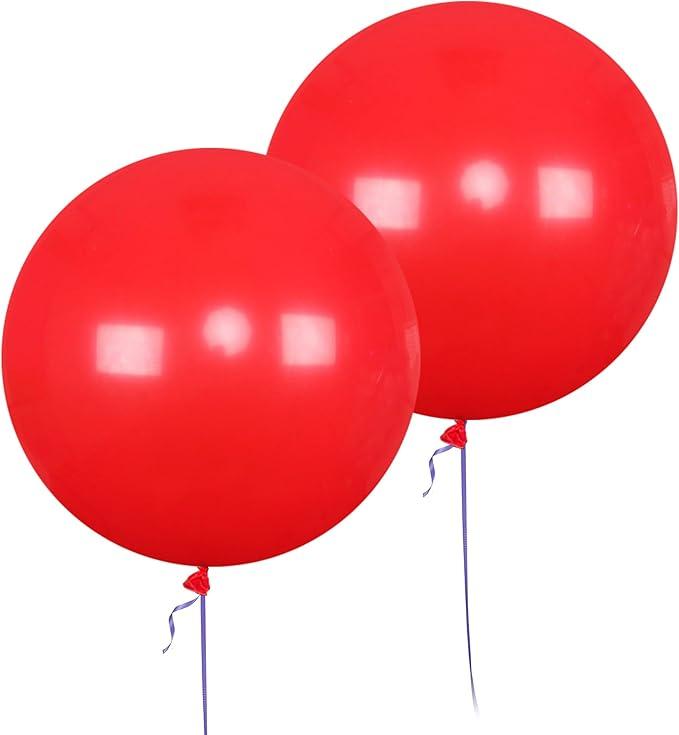 AZOWA 24 Inch Black Balloon 10 Large Latex Balloons for Party Wedding Birthday Baby Shower Decoration (Red, 10 Pcs)