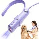 Dog Dryer for Pet Grooming,Pet Neck-Hanging Hair Dryer,Alternating Hot and Cold Airflow.Handheld & Hands-Free.Low-Noise, Ultra-Lightweight.High Wind Speeds.Adjustable Heat & Speed Purple