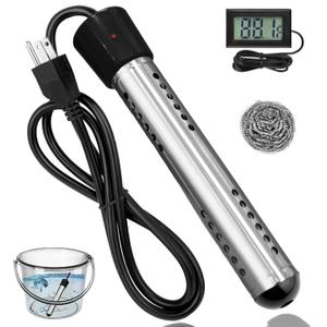 Immersion Water Heater Electric, 2000W Portable Water Heater with 304 S S Guard & LCD Thermometer, Fast Heating Bucket Heater, Ideal for Small Bucket Bathtub, Small Pool, Home Camping Outdoor Use