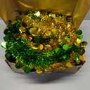 Leyndo 3 Pcs 3, 4, 5 Ft Collapsible Artificial Valentine's and St. Patrick's Day Tree - Pencil Pop Up Tinsel Skinny Green and Gold Sequined Christmas Decoration for Irish Saint Patricks