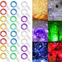 WATERGLIDE 24 Pack Fairy Lights Battery Operated (Included), 7 ft 20 LED Mini String Lights, Waterproof Silver Wire Firefly Starry Lights for DIY Wedding Christmas Party Mason Jars Decor, Multicolor (6 Colors)