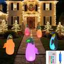 SUPERNIGHT Halloween LED Inflatables Solar Penguin Outdoor Decorations, 2-Pack Solar Light with 16 Color, Yard Wizard Tumbler Toy with Built-in LEDs for Indoor Party Garden Lawn Decor