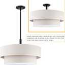 5 Light 22" Cream Fabric Shade Hanging Black Farmhouse Pendant Light, Size: 22", The Linen Fabric Chandelier light mounting base is compatible with US junction boxes hard connection