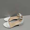 PARTY Women's Open Toe Ankle Strap Low Block Chunky Heels Sandals (9, White Pu B)