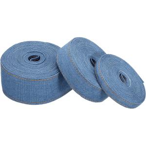 PATIKIL 3/8", 1", 1.5" Denim Ribbon Set, 3 Roll 3 Sizes Total 16.5 Yard Layering Jean Fabric Craft Strip for Bow DIY Making Hair Clip Garment Sewing Decorations, Blue