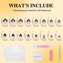 7 x Halloween Press on Nails - French Tip Press on Nail with Blakc Web Bat, Short Almond Fake Nails Reusable Nails Press ons, 32 Pieces in 16 Sizes False Nails Kit with Glue, Grave Whisper