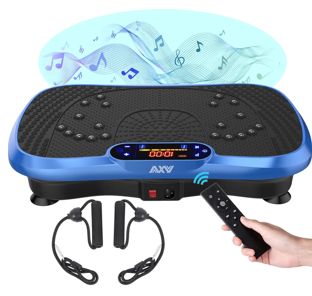 AXV Vibration Plate Fitness Platform Exercise Machine Vibrating Lymphatic Drainage Shaking Full Body Shaker Workout Vibrate Stand Shake Board Sport Gym for Weight Loss Fat Burner for Women Men