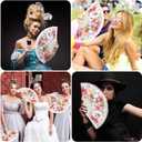 Geelin 50 Pcs Hand Lace Foldable Fans Bulk for Women with Organza Bag Lace Folded Hand European Retro Fan Bridal Dancing Prop Wedding Party Favors for Dancing Tea Party(Colored Rose,White)