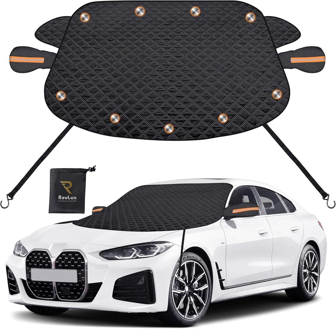 RevLux Windshield Snow Cover for Cars, SUVs & Trucks  Magnetic 5-Layer Waterproof Frost Shield | Ice Snow Protector | Winter Car Windshield Cover with Mirror Covers (61.8" x 49.6")