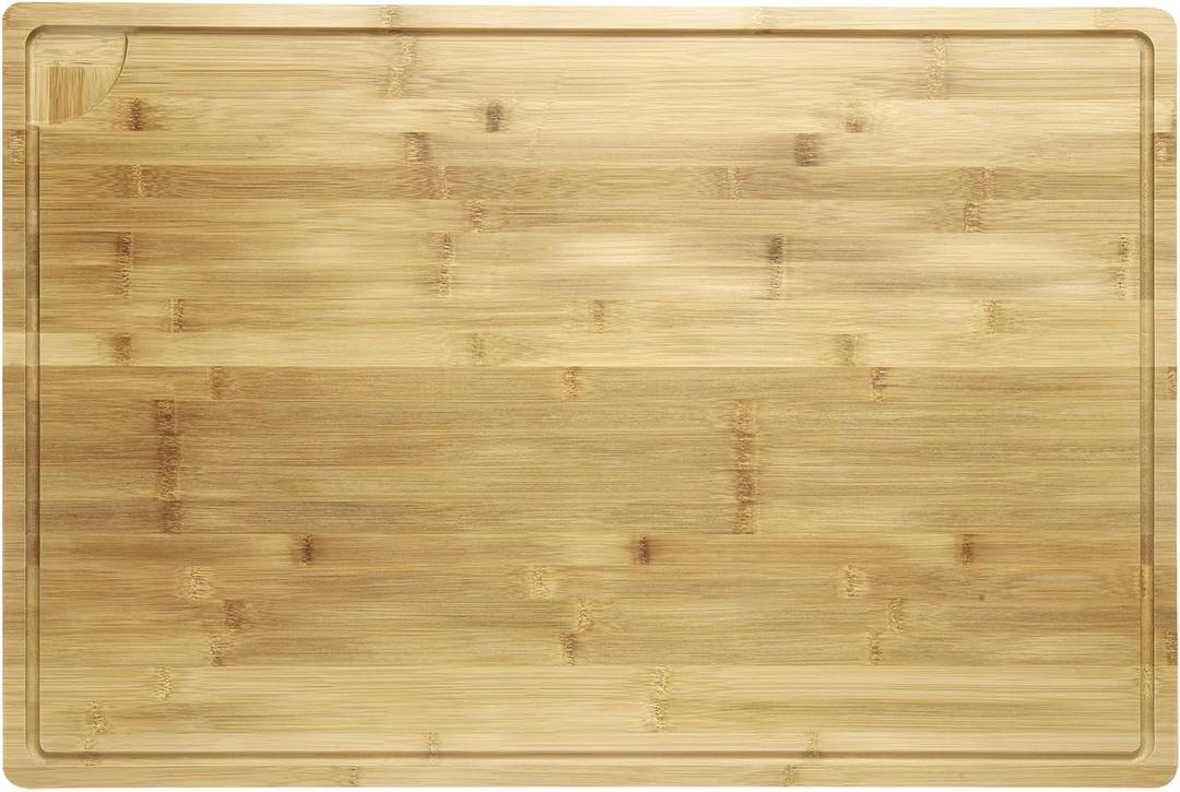LinTimes Extra Large Bamboo Cutting Board for Kitchen, 30 x 20 Inch Wooden Cutting Board for Kitchen, with Juice Groove and Handles, Over Sink Chopping Board for Meat, Vegetables, Turkey Carving, Bbq