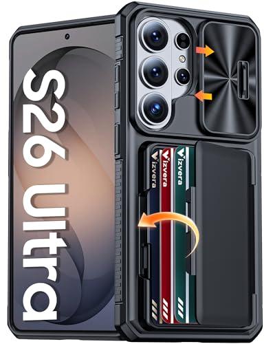 Vizvera for Samsung Galaxy S26 Ultra Case Wallet RFID [Cards Holder][Camera Cover][Edge Raised] Full Body Rugged Shockproof Silicone Phone Case for Galaxy S26 Ultra 6.9" 2026,Black