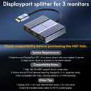 DisplayPort to HDMI Adapter 1 in 3 Out | 4K60Hz, DP Source to HDMI Splitter Extended Display port splitter for 3 monitors, MST Hub for Desktop,Laptop,NVIDIA, AMD Graphics Card - MACOS Not Support MST