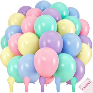 200 Small Pastel Balloons for Parties  5 Inch Balloons Bulk Pack  Mini Assorted Blue, Light Purple, Yellow, Mint Green and Pastel Pink for Unicorn, Easter, Matte, or Macaron - Rainbow Party