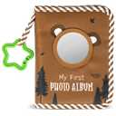Baby's My First Family Album Soft Photo Cloth Book Brown Bear My First Book of Photos with Mirror Forest Bear Baby Memory Album Gift Holds 4x6 Pictures, Forest Brown Bear