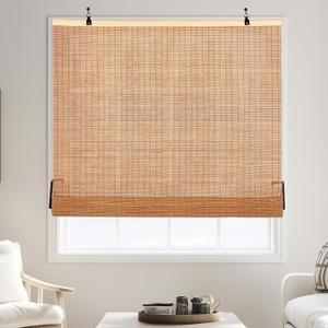 ALIMOO Bamboo Blinds Cordless Roll Up Shades for Windows, Light Filtering Cordless Roller Shades for Indoor Outdoor Home Patio Porch 60" W x 72" H