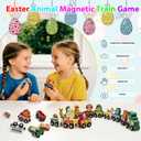 Easter Eggs Magnetic Wooden Animal Train for Kids,Easter Basket Stuffers,Easter Eggs Surprise Train,Montessori Magnetic Train Toy Christmas Countdown Gift for Toddlers,Boys and Girls (Train)