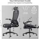 Tervo Model U | Folding Office Chair for Small Spaces | Gaming Chair for Adults & Kids | Ergonomic Mesh Computer Chair for Bedroom | Foldable Desk Chair for Home Work (Midnight Black Headrest), One Size