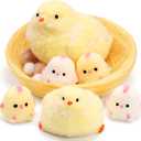 6Pcs Taba Handmade Squishy Chick Toys Stress Relief Squeeze Toy. Cute Sensory Toys. Handmade Soft Silicone StickyToys. Bouncy Stress and Relaxation Toys. Stretchable Springy Toys