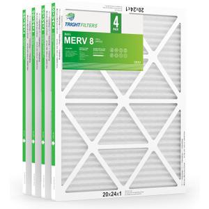 20x24x1 Air Filter 4 Pack, MERV 8 Pleated Dust Defense Air Filters Replacement Air Conditioner HVAC AC Furnace Filter, Durable and Lightweight