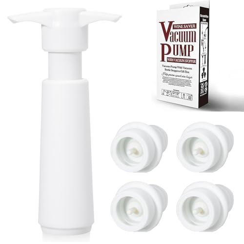 BETTFOR Wine Saver Pump with 4 Vacuum Wine Stoppers, Wine Bottle Stoppers with Food Grade Silicone Leak proof Keep Fresh Suitable for All Standard Wine Bottles