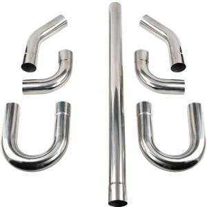 2.5'' Inch DIY Custom Mandrel Exhaust Pipe Tube Pipe Industry Pipe,48'' Straight Pipe,2.5'' OD Straight & Mandrel Bend Pipe(45/90/180 Degree) Kit,T304 Stainless Steel,Universal Fitment-7PCS (2.5 Inch)
