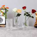 Vintage Glass Vases Set of 3 for Centerpieces, Ribbed Embossed Base Vases for Wedding & Home Decor, 7" H x 4" D  Decorative Glass Containers for Flowers & Organization (3)