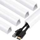 Corner Cable Concealer, 85-inch Cord Cover, Large Capacity Corner Duct, Paintable Cable Management Channel for Floor Baseboard, Ceiling, Wall - 5 X L 17in (White)