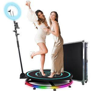 MWE 360 Photo Booth Machine for Parties with Flight Case,Logo Customization,Software APP Remote Automatic 360 Spin Camera Video PhotoBooth 68cm for 2-4 People(26.8"+Flight Case)