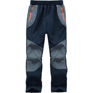 Kids Snow Pants Boys Waterproof Insulated Hiking Pants Youth Winter Warm Fleece Lined Ski Snowpants (X-Large, Navy/Dark Grey)
