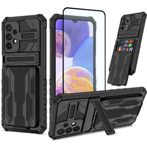 Phone Case for Galaxy A23 Case, Samsung A23 SM-A235M Case with Screen Protector, Wallet Detachable Credit Card Holder Built-in Stand Protective Phone Cover for Samsung Galaxy A23 Black