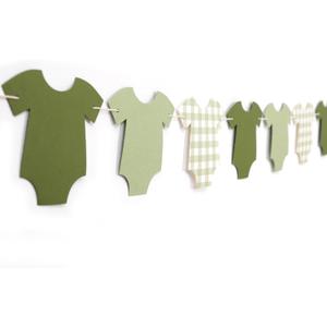 Green Bodysuit Banner - Green Gingham Banner,Baby Shower Decoration,Girl Boy Baby Shower Decor