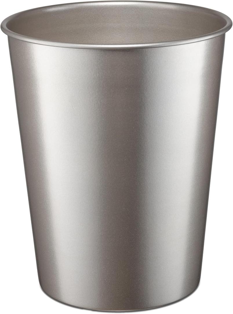 Monarch Abode Pewter Handcrafted Metal Wastebasket for Home Office Bedroom, Decorative Waste Basket, Modern Bathroom Garbage Can, Durable & Decorative Trash Bin, Pewter Bathroom Trash Can