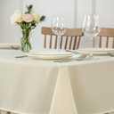 maxmill Square Tablecloth Water Resistance Antiwrinkle Spill Proof Linen Looking Texture Table Cloth, Decorative Fabric Table Cover for Banquet Parties Event Holiday Dinner, 70 x 70 Inch, Ivory