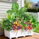 Artificial Plants Outdoor,18PCS UV Resistant Fake Greenery&Flowers with Stems Faux Plant Outside for Front Proch Garden Patio Planters Window Boxes Home Decor(Not Included Planter)