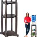 Natural Solid Wood Water Dispenser Floor Stand (32.8" Hight-11.2" Wide) Drink Dispenser Floor Stand with 3 Round Shelfs Included for 1-5 Gallon Water Bottles/Crocks, Water Jug (Walnut Color)