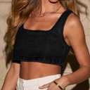 Limerose Women's Reversible Denim Tank Top Button Front Crop Sleeveless Cami (XL)