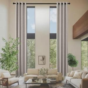 JSFLY Linen Curtains 205 inch Length 2 Panels for High Ceiling Extra Long Thick Faux Linen Window Drapes Burlap Textured Curtains with Grommet for 2 Story High Living Room (52x205 Beige)