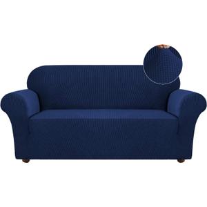 Turquoize Stretch Sofa Slipcover Couch Cover Sofa Covers for 3 Cushion Couch 1 Piece Sofa Slipcover for Living Room with Jacquard Fabric and Elastic Bottom Pet Furniture Protector (Sofa, Navy)