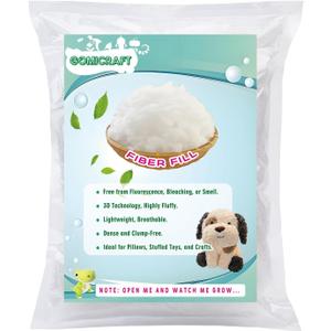 GOMICRAFT Fiberfill Stuffing for Crochet Animals, 5.3oz for Crafts, Cushion and Clouds, Premium Quality Fiber Fill Stuffing Machine Washable Ployester.