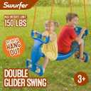 Swurfer Glider Swing for Kids - Outdoor Dual Swingset for Backyard Playset, Back-to-Back Swingset Accessories, Kids Outdoor Play Equipment, Heavy Duty, Easy Install, Up to 150lbs, Age 3+, Blue/Orange