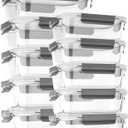 [10 pack Glass Meal Prep Containers with Lids, Glass Food Storage Containers with Snap Locking Lids for Food, Bpa-free, Easy to Open& Close/Microwave,Oven,Freezer,Dishwasher Safe/Leak-Proof (Gray)